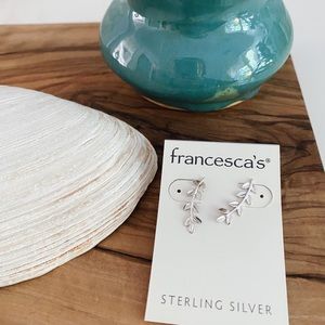 NWT Sterling Silver Modern Leaf Earrings